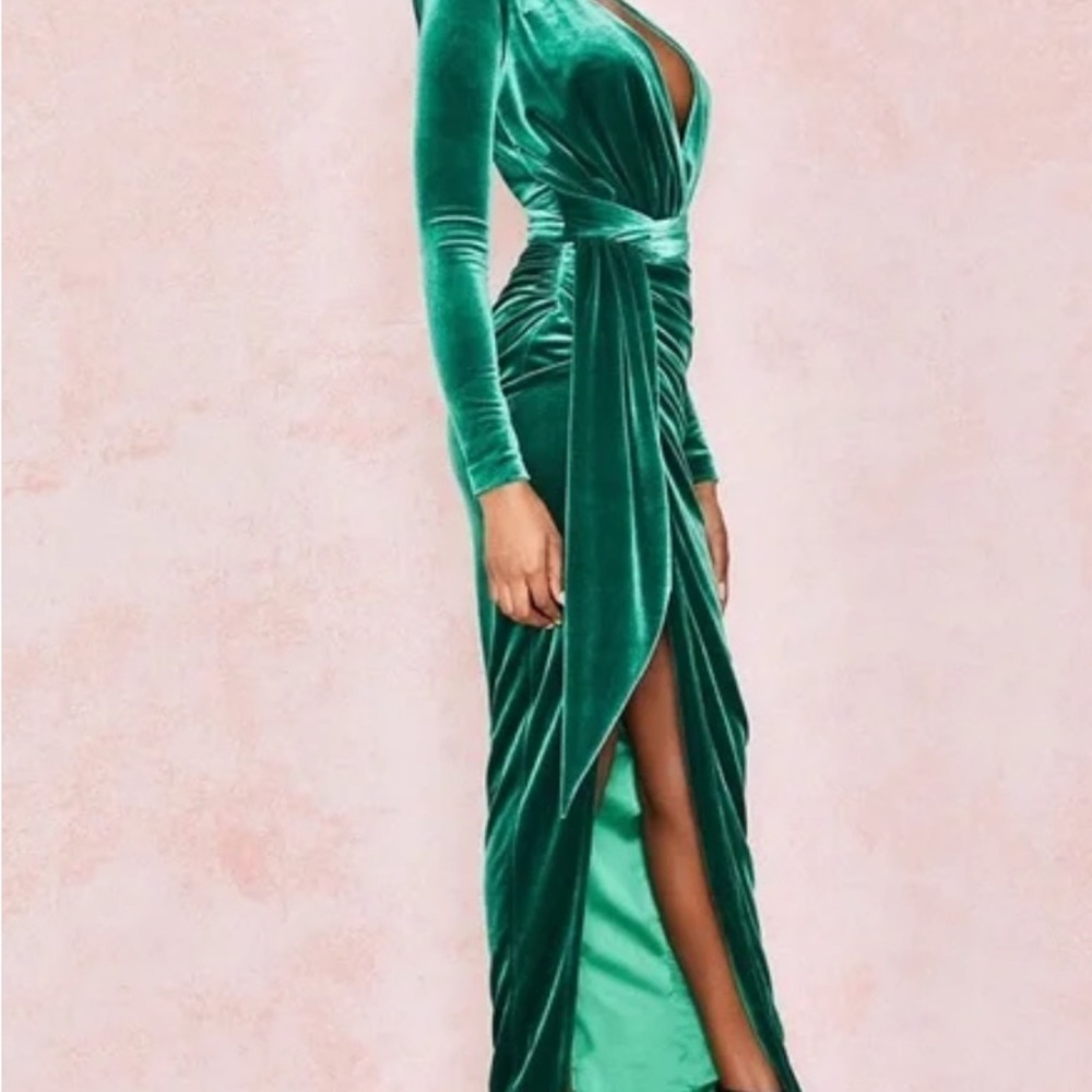 house of cb Emerald Velvet Maxi Florence Gown - Picture 2 of 7